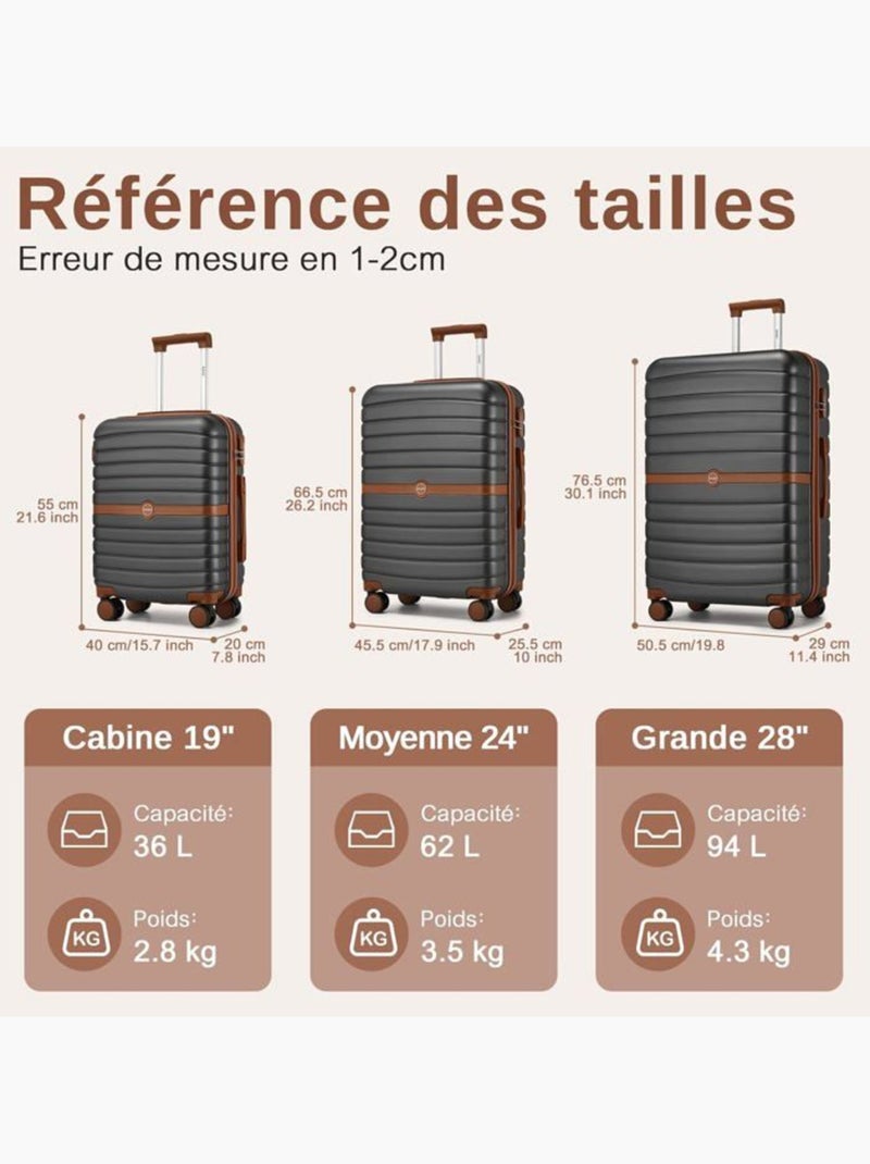 Valise grande taille - 76.5x50.5x29 cm abs+pc 4 roulettes serrure tsa - kono Gris - Kiabi