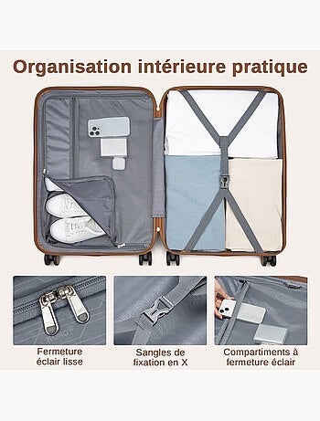 Valise grande taille - 76.5x50.5x29 cm abs+pc 4 roulettes serrure tsa - kono