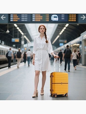 Valise grande taille - 76.5x50.5x29 cm abs+pc 4 roulettes serrure tsa - kono