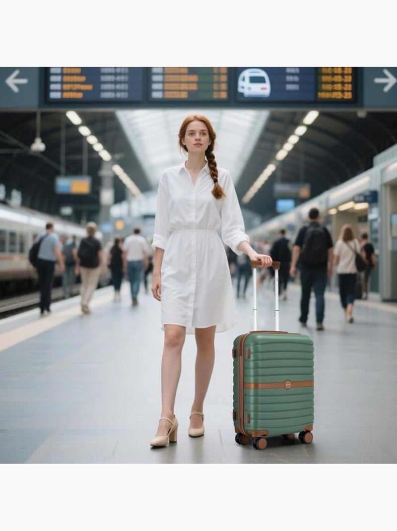 Valise grande taille - 76.5x50.5x29 cm abs+pc 4 roulettes serrure tsa - kono Vert - Kiabi