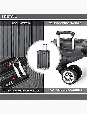 Valise grande taille - 76x50x30 cm abs 114 l à code - kono