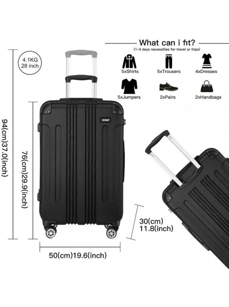 Valise grande taille - 76x50x30 cm abs 114 l à code - kono Noir - Kiabi