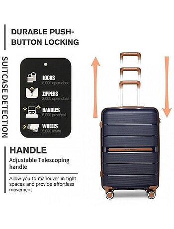 Valise grande taille - 76x50x31 cm polypropylène 4 roulettes serrure tsa - british traveller
