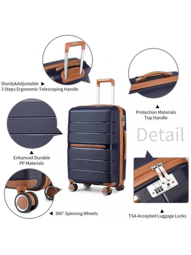 Valise grande taille - 76x50x31 cm polypropylène 4 roulettes serrure tsa - british traveller Blanc - Kiabi