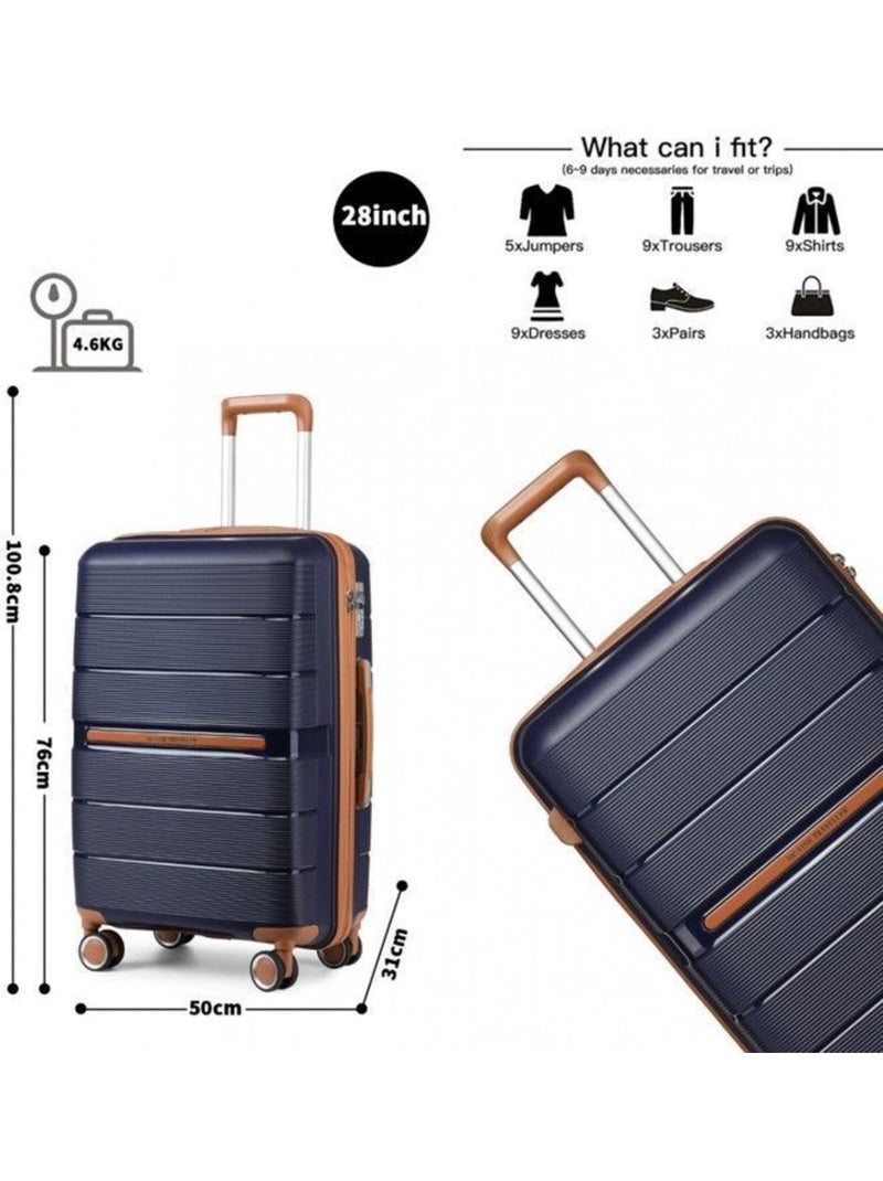 Valise grande taille - 76x50x31 cm polypropylène 4 roulettes serrure tsa - british traveller Blanc - Kiabi
