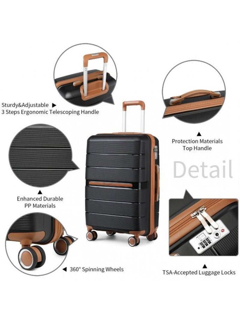 Valise grande taille - 76x50x31 cm polypropylène 4 roulettes serrure tsa - british traveller Noir - Kiabi