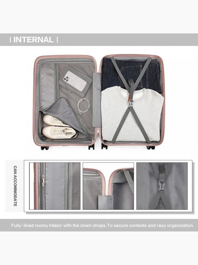 Valise grande taille - 76x50x31 cm polypropylène 4 roulettes serrure tsa - british traveller Rose - Kiabi