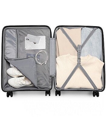 Valise grande taille - 76x50x31 cm polypropylène 4 roulettes serrure tsa - kono