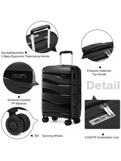 Valise grande taille - 76x50x31 cm polypropylène 4 roulettes serrure tsa - kono - Kiabi