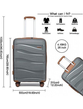 Valise grande taille - 76x50x31 cm polypropylène 4 roulettes serrure tsa