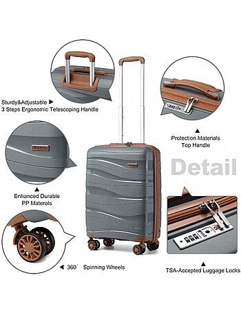 Valise grande taille - 76x50x31 cm polypropylène 4 roulettes serrure tsa