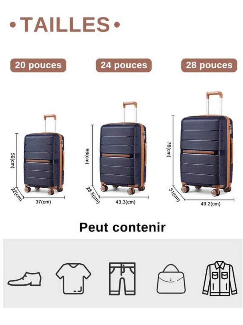 Valise grande taille - 76x50x31 cm pp 92 l - british traveller Bleu marine - Kiabi