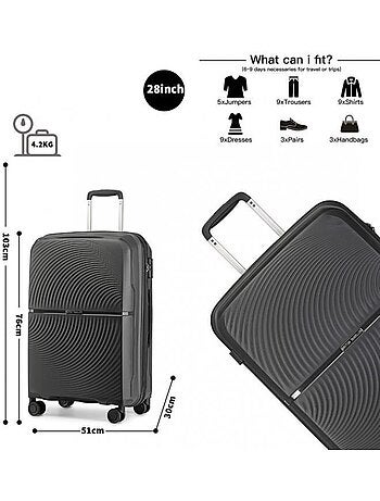 Valise grande taille - 76x51x30 cm polypropylène 4 roulettes serrure tsa - british traveller