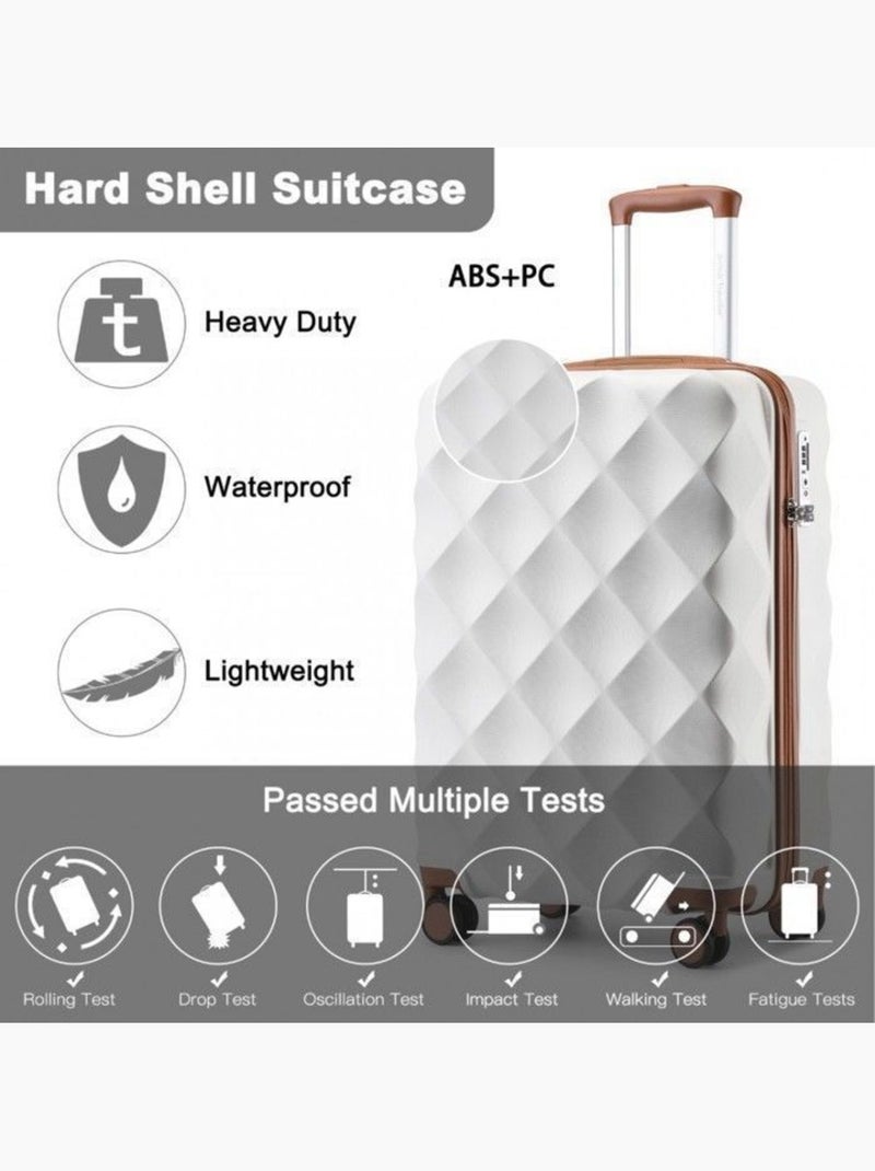 Valise grande taille - 86x58.5x34 cm abs 4 roulettes serrure tsa - british traveller Blanc - Kiabi