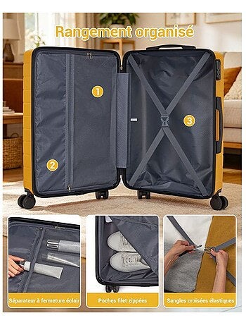 Valise grande taille rigide - 76x50x29 cm abs 91 l - kono