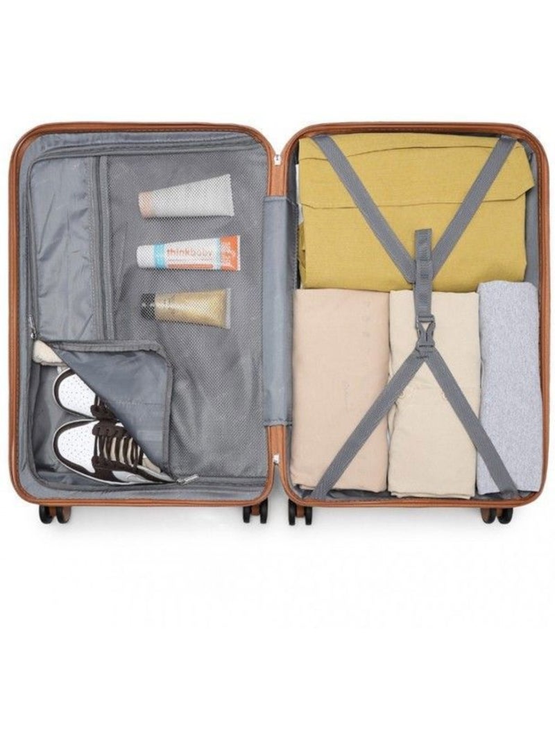 Valise moyenne - 61x42x26 cm rigide 4 roulettes serrure tsa - british traveller Blanc - Kiabi