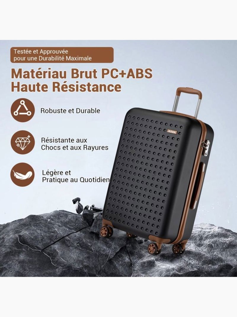 Valise moyenne - 65x42.5x25.5 cm abs+pc 4 roulettes serrure tsa - kono Noir - Kiabi