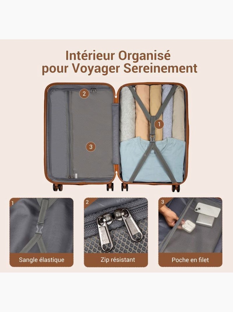 Valise moyenne - 65x42.5x25.5 cm abs+pc 4 roulettes serrure tsa - kono Noir - Kiabi