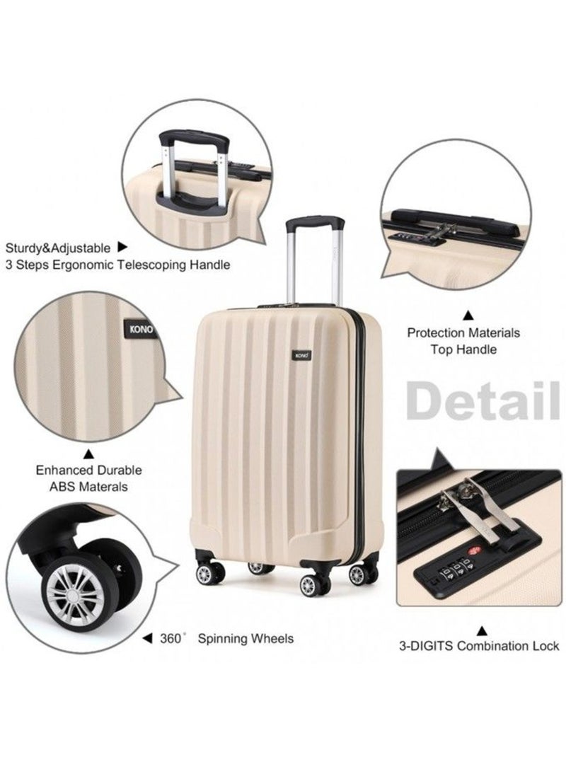 Valise moyenne - 65x42x26 cm abs 4 roulettes serrure tsa - kono Beige - Kiabi