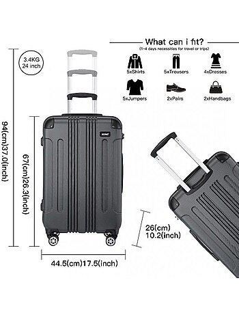 Valise moyenne - 65x42x26 cm abs + pc 61 l tsa - kono