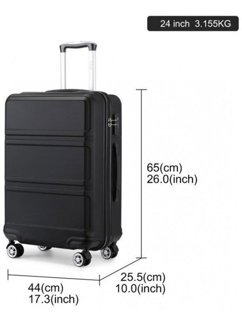 Valise moyenne - 65x44x25.5 cm abs 4 roulettes serrure tsa - kono Noir - Kiabi