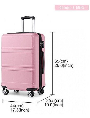 Valise moyenne - 65x44x25.5 cm abs 64 l tsa - kono
