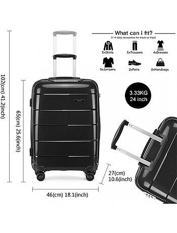 Valise moyenne - 65x46x27 cm polypropylène 4 roulettes serrure tsa - kono