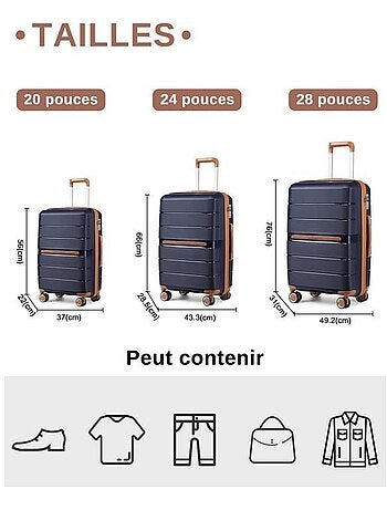 Valise moyenne - 66x44x28.5 cm polypropylène 4 roulettes serrure tsa - british traveller