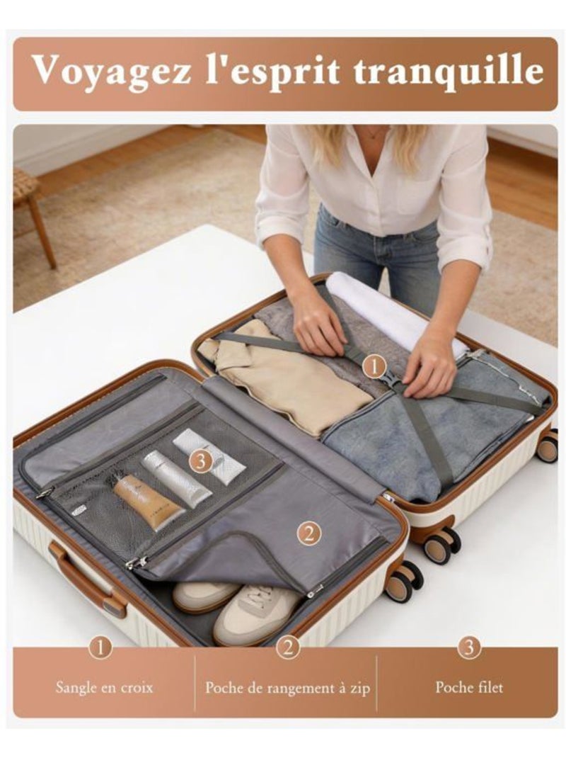 Valise moyenne - 66x44x28.5 cm polypropylène 4 roulettes serrure tsa - british traveller Blanc - Kiabi