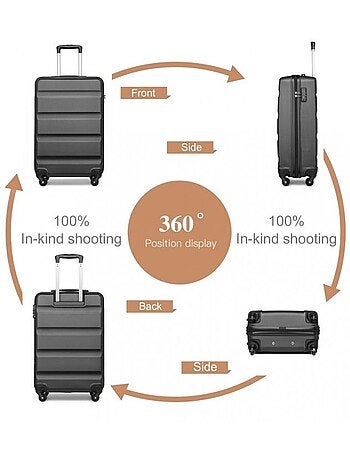 Valise moyenne - 75x51x28 cm abs 4 roulettes serrure tsa - kono