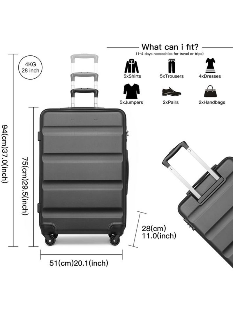 Valise moyenne - 75x51x28 cm abs 4 roulettes serrure tsa - kono Noir - Kiabi