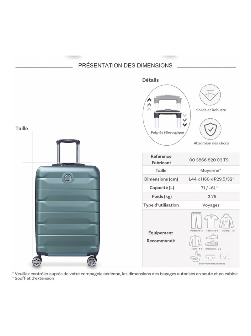 Valise rigide Air Armour TSA polycarbonate 68cm Vert - Kiabi