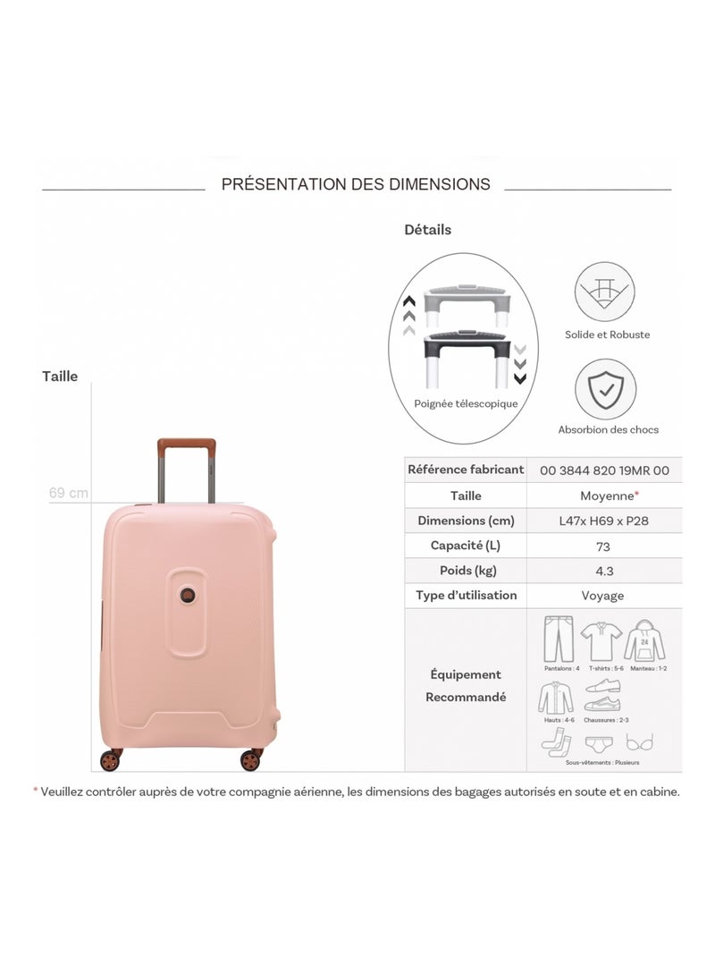 Valise rigide Moncey 69cm TSA Polypropylène Rose - Kiabi