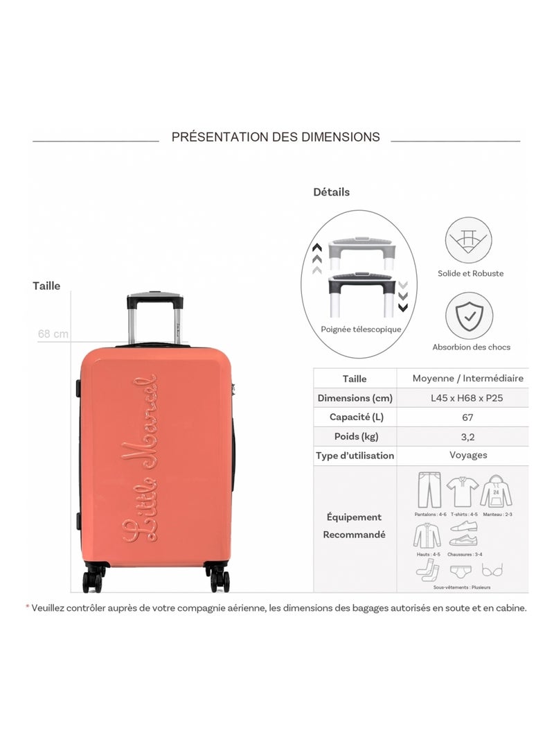 Valise rigide TSA polycarbonate 68 cm Rose - Kiabi