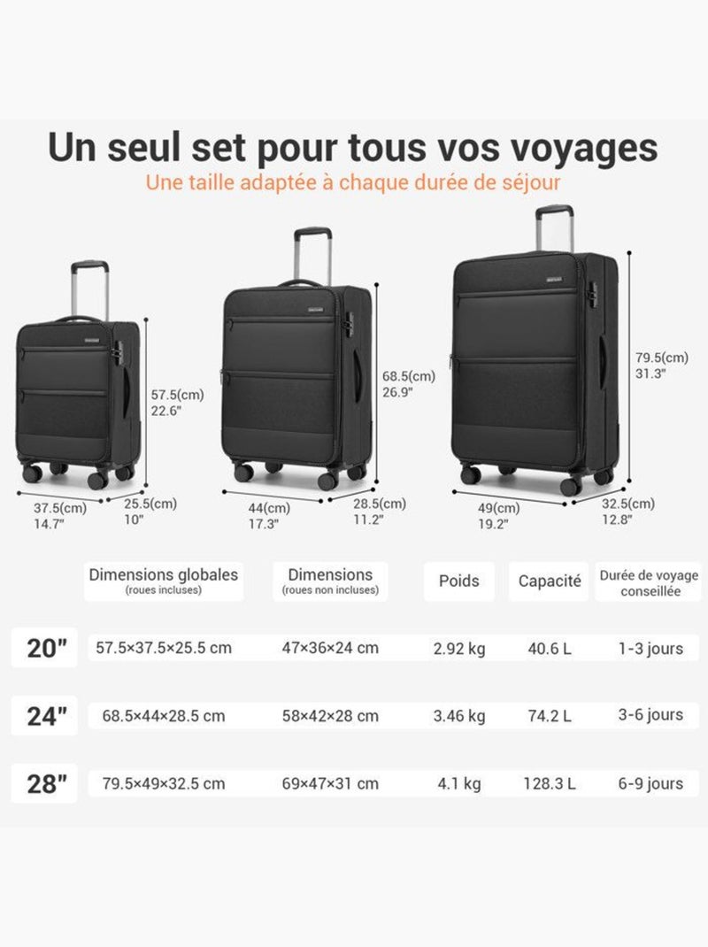 Valise souple extensible grande taille - 79,5 cm 128 l tsa - british traveller Noir - Kiabi