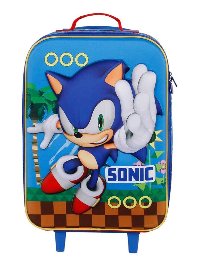 Valise Cabine Enfant Sonic The Hedgehog – Rigide ABS, 4 Roues, Poignée Télescopique – Bagage à Main Officiel 55 Cm