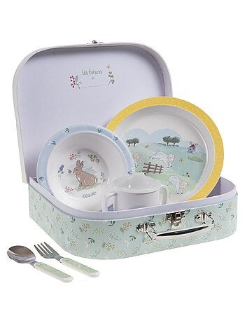 Valisette coffret repas enfant 5 pièces CAMPAGNE