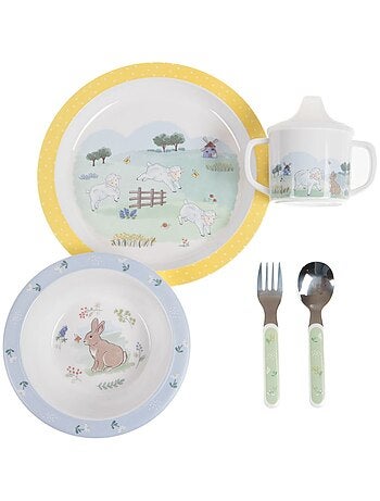 Valisette coffret repas enfant 5 pièces CAMPAGNE