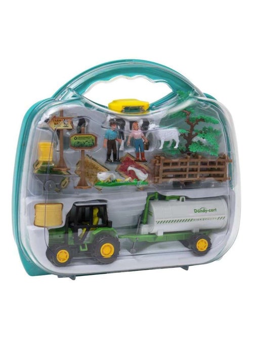 Valisette ferme transportable avec tracteur remorque animaux et accessoires enfant - Kiabi Valisette ferme transportable avec tracteur remorque animaux et accessoires enfant - Kiabi