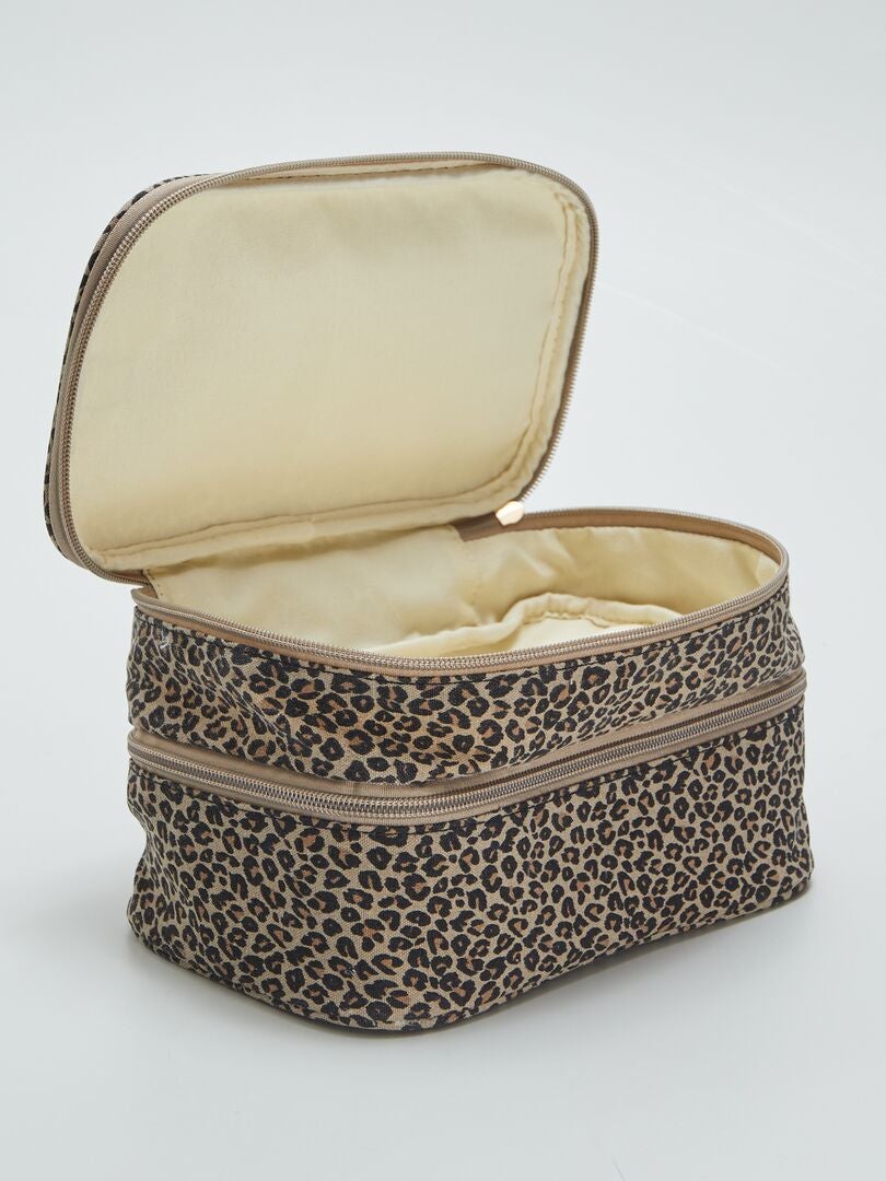 Set de bain léopard en éponge et mousseline, écru/terracotta - Blanc -  Kiabi - 34.95€