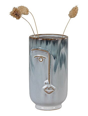 Vase - Vase, céramique, bleu, ø9x17 cm