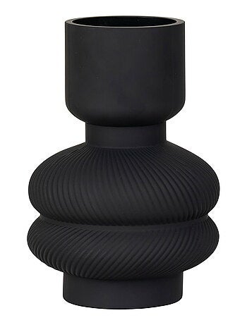 Vase - Vase, verre, noir, ø15x22 cm