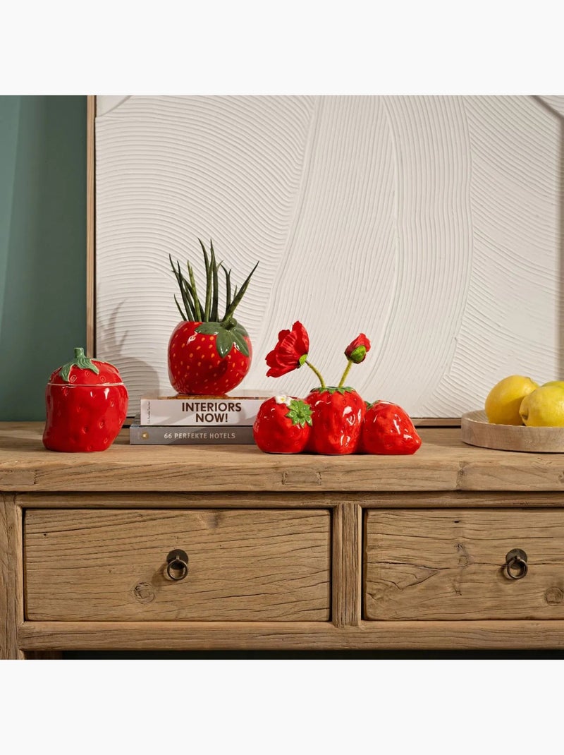 Vase 3 trous Fraises Rouge - Kiabi
