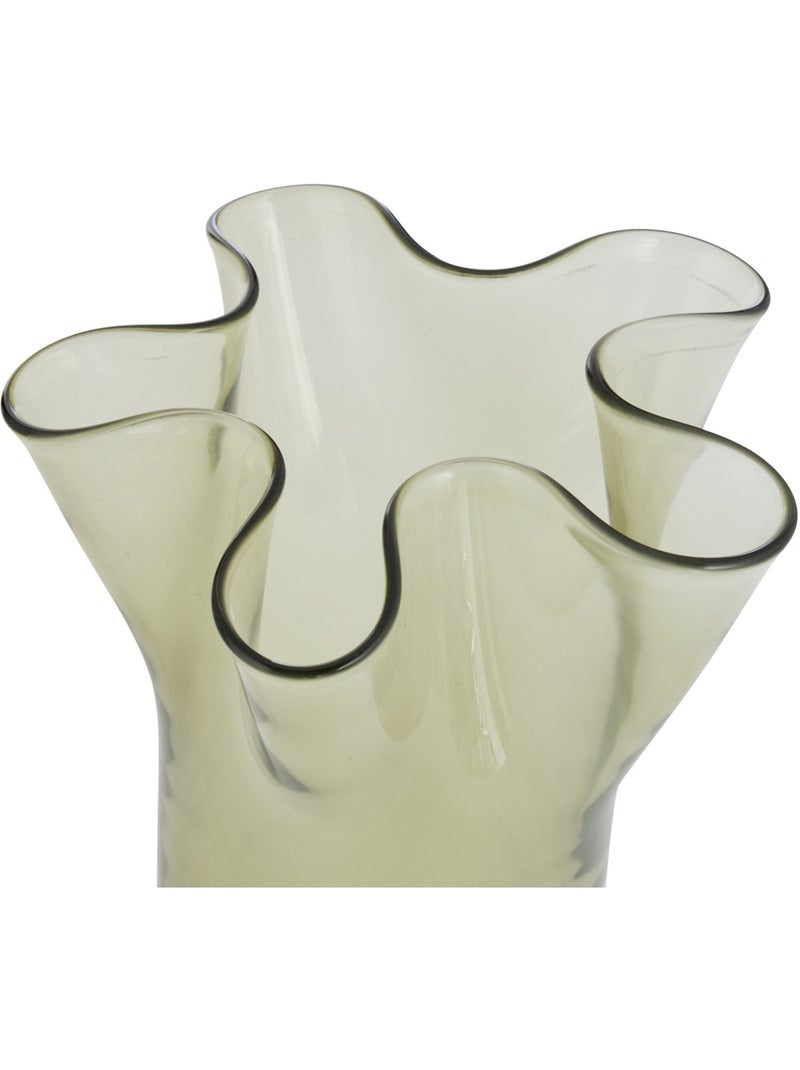 Vase à col festonné en verre soufflé FLDR Vert - Kiabi