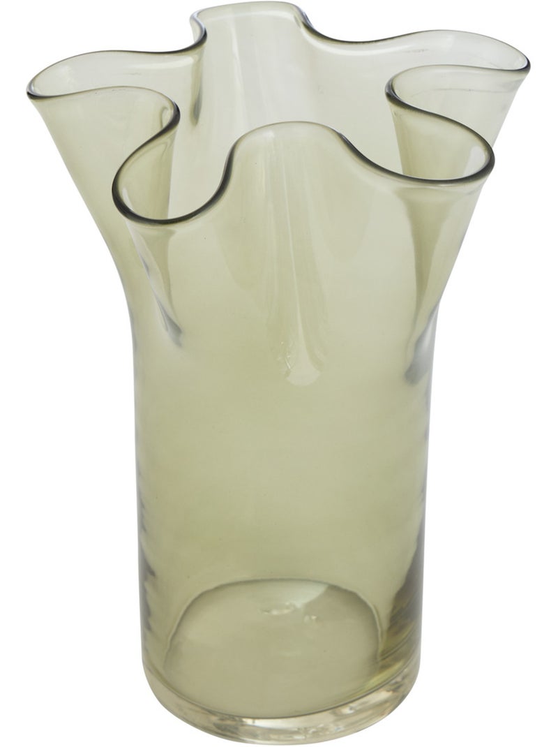 Vase à col festonné en verre soufflé FLDR Vert - Kiabi