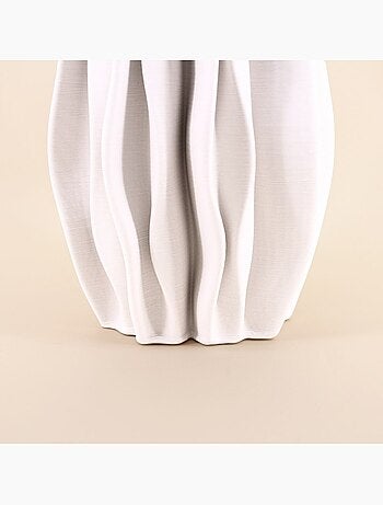 Vase alvéolé blanc en céramique 3D 37cm