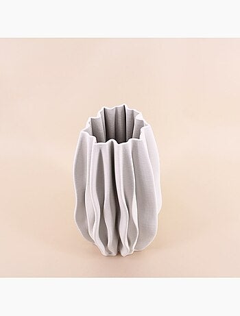 Vase alvéolé blanc en céramique 3D 37cm