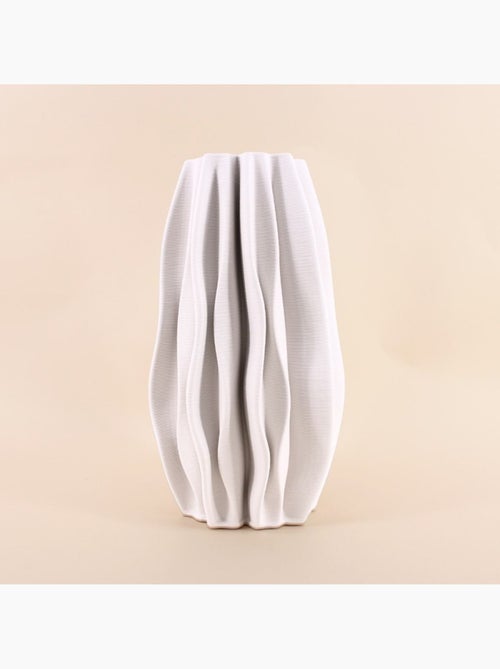 Vase alvéolé blanc en céramique 3D 37cm - Kiabi