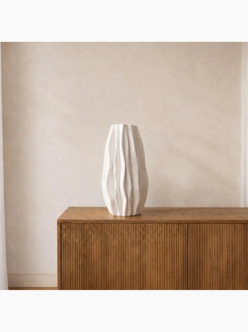 Vase alvéolé blanc en céramique 3D 37cm - Kiabi