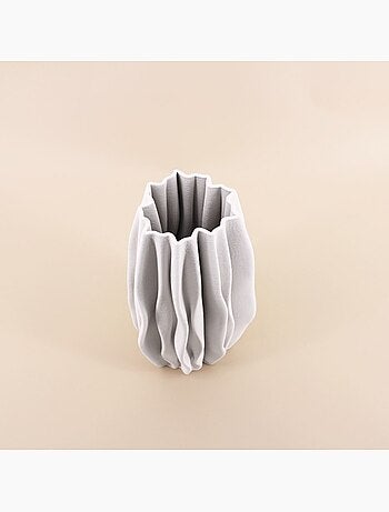 Vase alvéolé en céramique blanche 3D 30cm